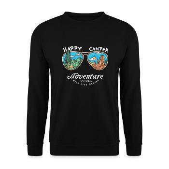 Happy Camper Cool Camping Adventure Outdoor - Unisex Sweatshirt - black - Front - Alina (178cm) & Michal (187cm)