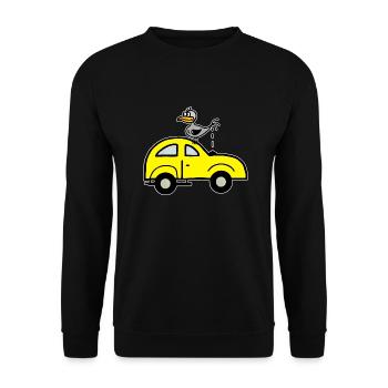 Caca d’oiseau sur la voiture - Humour Satire - Sweat-shirt Unisexe - noir - Devant - Alina (178cm) & Michal (187cm)