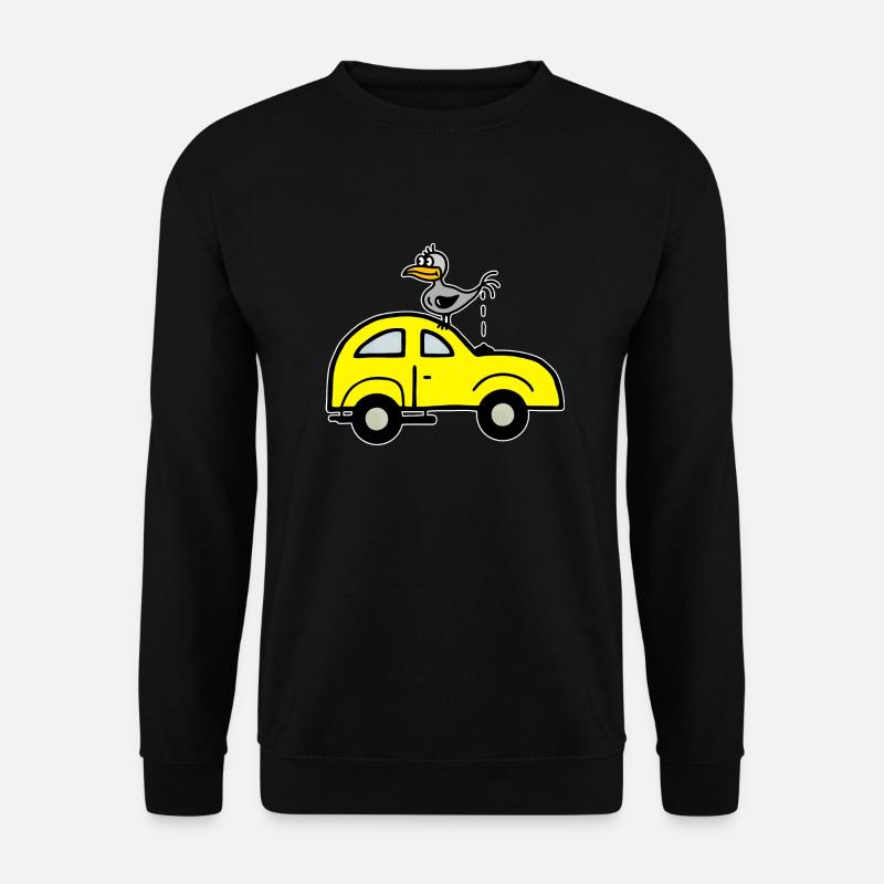 Vogel kackt auf's Auto - Humor Satire - Unisex Pullover - Schwarz