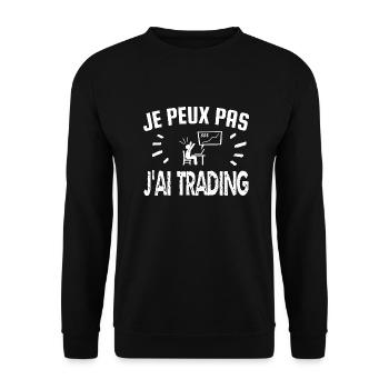 je peux pas j'ai trading - Sweat-shirt Unisexe - noir - Devant - Alina (178cm) & Michal (187cm)
