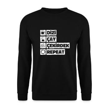 Dizi Cay Cekirdek Repeat Turkish sayings funny - Unisex Sweatshirt - black - Front - Alina (178cm) & Michal (187cm)