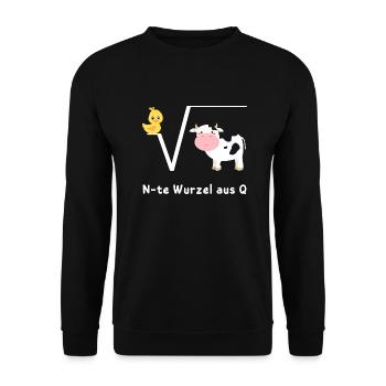 Ente Wurzel aus Kuh, N-te Wurzel aus Q, Mathe Witz - Unisex Pullover - Schwarz - Vorne - Alina (178cm) & Michal (187cm)