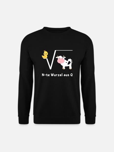 Ente Wurzel aus Kuh, N-te Wurzel aus Q, Mathe Witz - Unisex Pullover - Schwarz