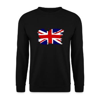 Union Jack Britische Flagge mit Grunge - Unisex Pullover - Schwarz - Vorne - Alina (178cm) & Michal (187cm)