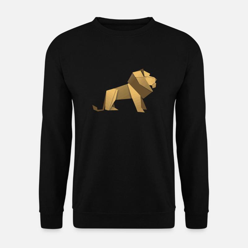 Löwe Origami Geschenkidee - Unisex Pullover - Schwarz