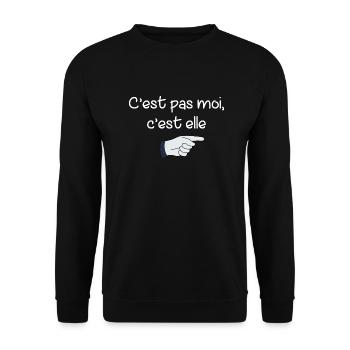 C’est pas moi, c’est elle - t-shirt humoristique - Sweat-shirt Unisexe - noir - Devant - Alina (178cm) & Michal (187cm)