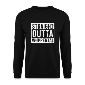 Straight outta Wuppertal white - Unisex Pullover - Schwarz - Vorne - Alina (178cm) & Michal (187cm)