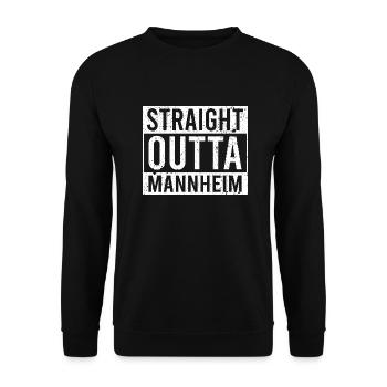 Straight outta Mannhein White - Unisex Pullover - Schwarz - Vorne - Alina (178cm) & Michal (187cm)
