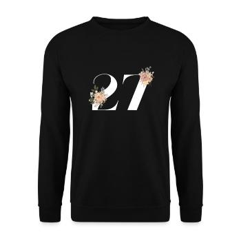 Blumen zum 27-jährigen Jubiläum (Geschenk von 27 Jahren) - Unisex Pullover - Schwarz - Vorne - Alina (178cm) & Michal (187cm)