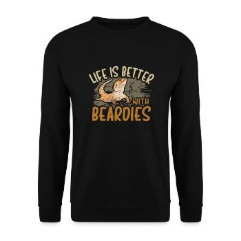 Bartagame Eidechse Reptil Herpetologe - Unisex Pullover - Schwarz - Vorne - Alina (178cm) & Michal (187cm)