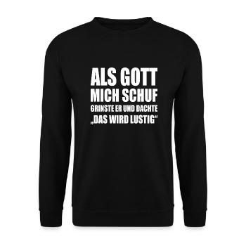 ALS GOTT MICH SCHUF WS - Unisex Pullover - Schwarz - Vorne - Alina (178cm) & Michal (187cm)