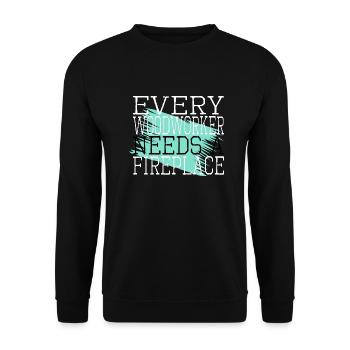 happy plumber logging apprentice arborists dad - Unisex Pullover - Schwarz - Vorne - Alina (178cm) & Michal (187cm)
