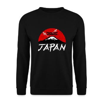 Japan Sonne Schriftzug Nihon Torii - 日本 - Unisex Pullover - Schwarz - Vorne - Alina (178cm) & Michal (187cm)