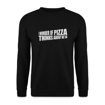 pizza thinks about me - Unisex Pullover - Schwarz - Vorne - Alina (178cm) & Michal (187cm)