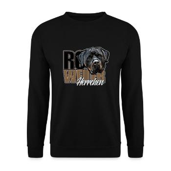 Rottie Herrchen - Unisex Pullover - Schwarz - Vorne - Alina (178cm) & Michal (187cm)