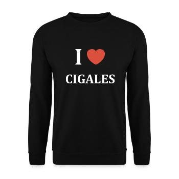 i love cigales - Sweat-shirt Unisexe - noir - Devant - Alina (178cm) & Michal (187cm)