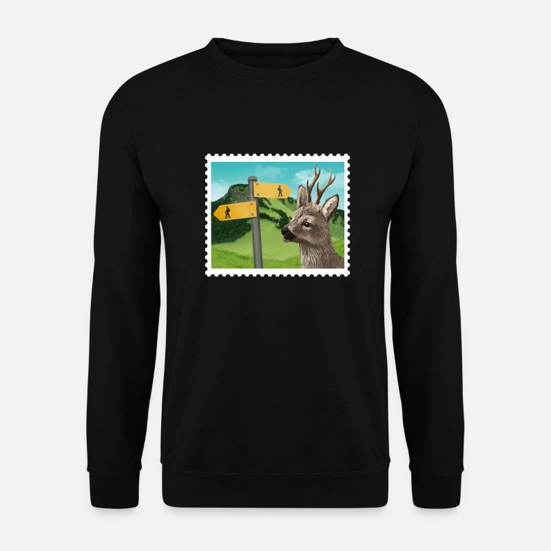 Reh auf Briefmarke - Unisex Pullover - Schwarz