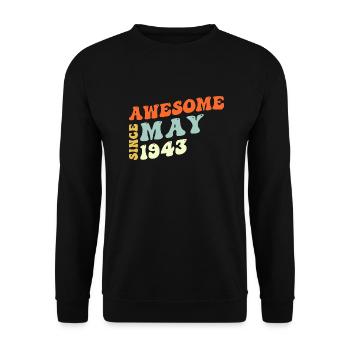 Groovy 80 Years Old Awesome Since May 1943 80th - Unisex Sweatshirt - black - Front - Alina (178cm) & Michal (187cm)