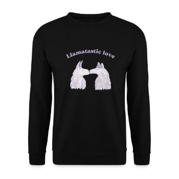 Valentine's Day Couples Love Couple Gift Lama Kiss - Unisex Sweatshirt - black - Front - Alina (178cm) & Michal (187cm)
