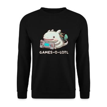 Axolotl Zocken Controller Monster Konsole Süß Game - Unisex Pullover - Schwarz - Vorne - Alina (178cm) & Michal (187cm)