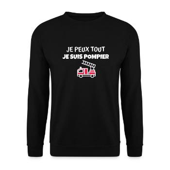 je suis pompier / cadeau humour pompier - Sweat-shirt Unisexe - noir - Devant - Alina (178cm) & Michal (187cm)