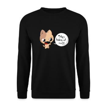 Stop looking ot me!!! - Unisex Pullover - Schwarz - Vorne - Alina (178cm) & Michal (187cm)