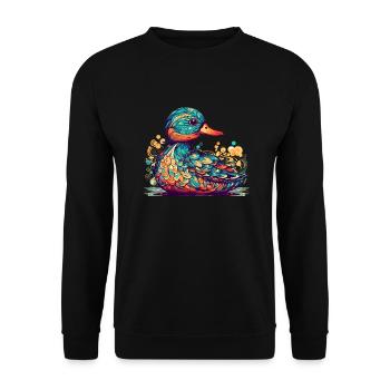 Ein schönes Entlein oder ist es doch ein Erpel? - Unisex Pullover - Schwarz - Vorne - Alina (178cm) & Michal (187cm)
