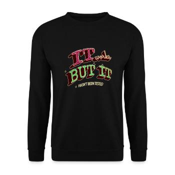 dads favorite gift admin computer humour - Unisex Sweatshirt - black - Front - Alina (178cm) & Michal (187cm)