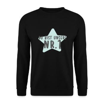 Du bist unsere Nr 1 - Unisex Pullover - Schwarz - Vorne - Alina (178cm) & Michal (187cm)