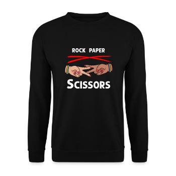 Stein Papier Schere Lustig Lesbisch Stolz LGBT - Unisex Pullover - Schwarz - Vorne - Alina (178cm) & Michal (187cm)