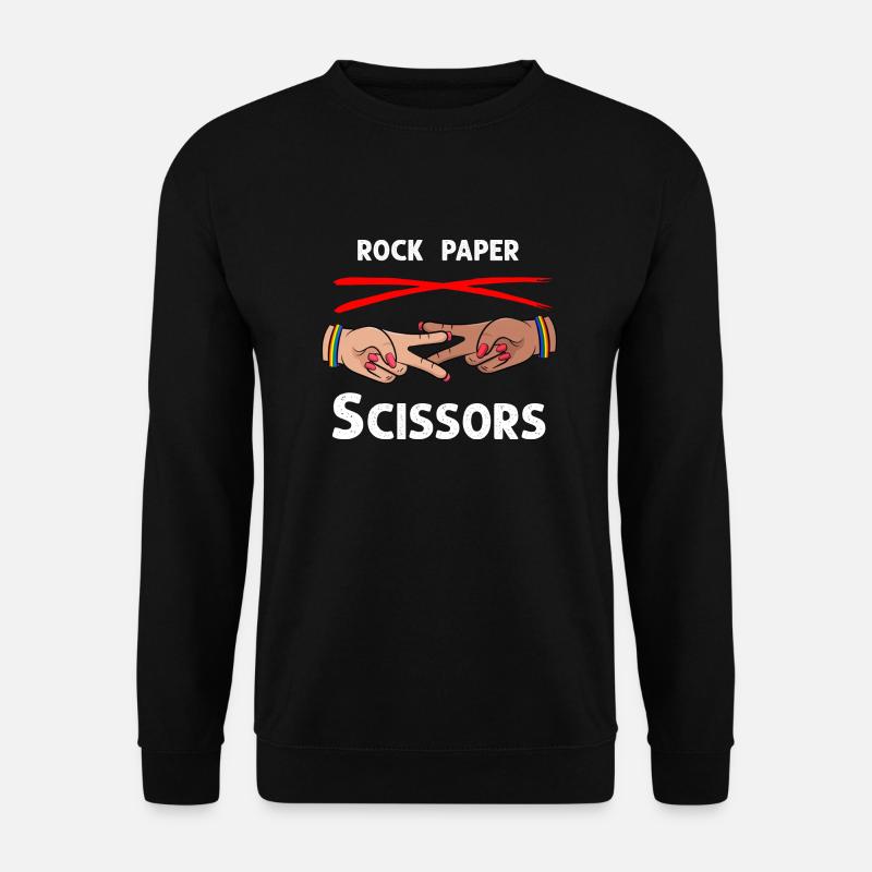 Stein Papier Schere Lustig Lesbisch Stolz LGBT - Unisex Pullover - Schwarz