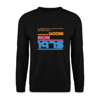 Chemise d’anniversaire rétro 1975 - grande idée cadeau - Sweat-shirt Unisexe - noir - Devant - Alina (178cm) & Michal (187cm)