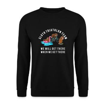 Sloth Triathlon Team Faultier Sport Shirt - Unisex Pullover - Schwarz - Vorne - Alina (178cm) & Michal (187cm)