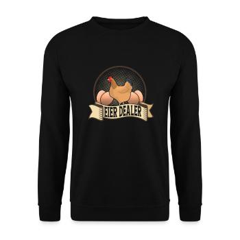 Eier Dealer Bauernhof Hennen Hühner Huhn - Unisex Pullover - Schwarz - Vorne - Alina (178cm) & Michal (187cm)