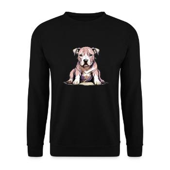 Chiot Pitbul - Sweat-shirt Unisexe - noir - Devant - Alina (178cm) & Michal (187cm)