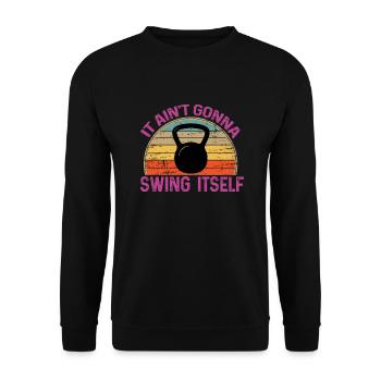 Es wird sich nicht selbst schwingen Lustige Kettlebell - Unisex Pullover - Schwarz - Vorne - Alina (178cm) & Michal (187cm)