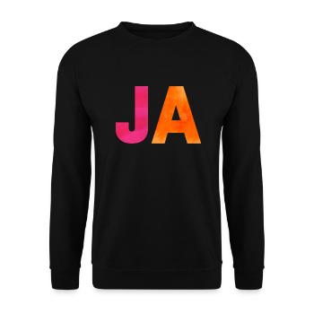 JA. Ein Shirt, ein Wort. - Unisex Pullover - Schwarz - Vorne - Alina (178cm) & Michal (187cm)