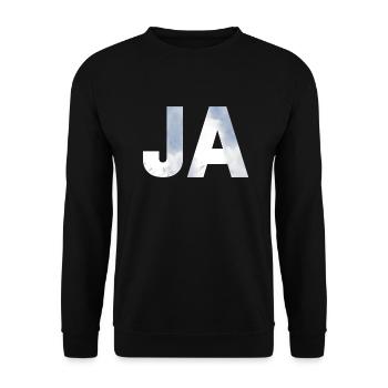 JA. Ein Shirt, ein Wort. - Unisex Pullover - Schwarz - Vorne - Alina (178cm) & Michal (187cm)