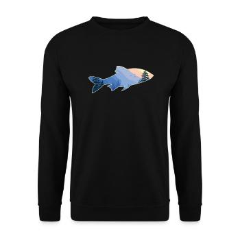 Angler Fische Fisch Naturliebhaber Wald - Unisex Pullover - Schwarz - Vorne - Alina (178cm) & Michal (187cm)