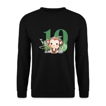 10th Birthday Monkey Safari - Unisex Sweatshirt - black - Front - Alina (178cm) & Michal (187cm)