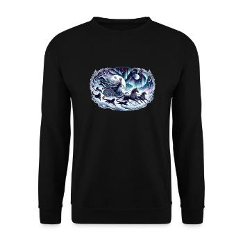 Moon goddess in the nocturnal magic train - Unisex Sweatshirt - black - Front - Alina (178cm) & Michal (187cm)