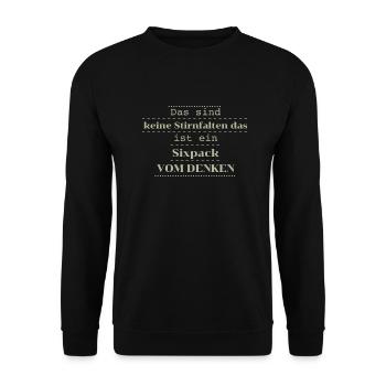 Funny Saying Six Pack - Unisex Sweatshirt - black - Front - Alina (178cm) & Michal (187cm)