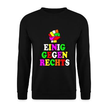 Einig gegen rechts - Unisex Pullover - Schwarz - Vorne - Alina (178cm) & Michal (187cm)