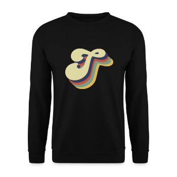 Retro-Buchstabe T - Unisex Pullover - Schwarz - Vorne - Alina (178cm) & Michal (187cm)