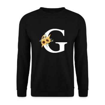Lettre g floral tournesol - Sweat-shirt Unisexe - noir - Devant - Alina (178cm) & Michal (187cm)