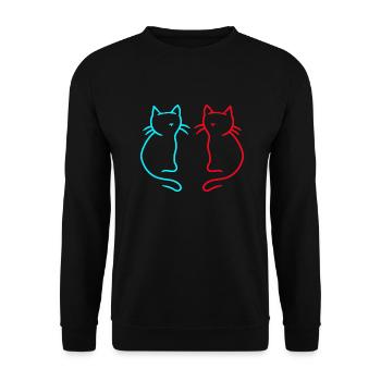 80er 90er Retro Vintage Katzen Katze - Unisex Pullover - Schwarz - Vorne - Alina (178cm) & Michal (187cm)