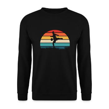 Footballeur Football Rétro Vintage - Sweat-shirt Unisexe - noir - Devant - Alina (178cm) & Michal (187cm)