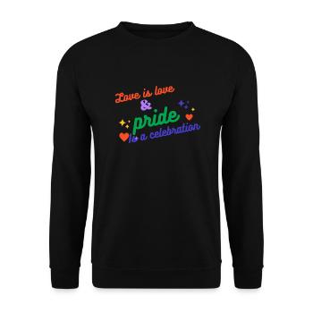 Love is love and pride is a celebration - Unisex Sweatshirt - black - Front - Alina (178cm) & Michal (187cm)