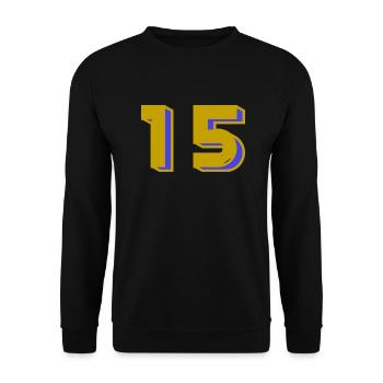 15. 15 JAHRE. 15. JAHRESTAG. 15-JÄHRIGES JUBILÄUM. - Unisex Pullover - Schwarz - Vorne - Alina (178cm) & Michal (187cm)