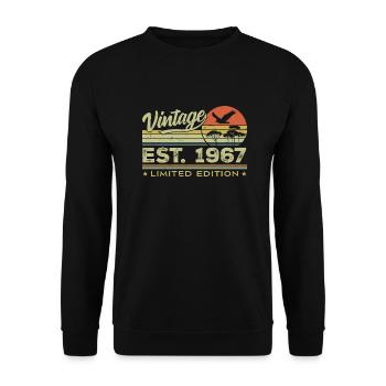 Jahrgang 1967 Genial seit 1967 Geschenk 1967 Retro - Unisex Pullover - Schwarz - Vorne - Alina (178cm) & Michal (187cm)